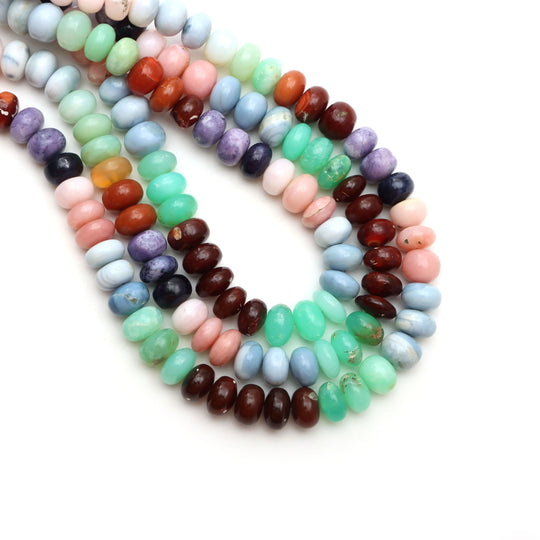 Multi Opal Smooth Rondelle Beads, 10 mm To 11 mm, Multi Opal Jewelry Making Beads, 18 Inches Full Strand, Price Per Strand