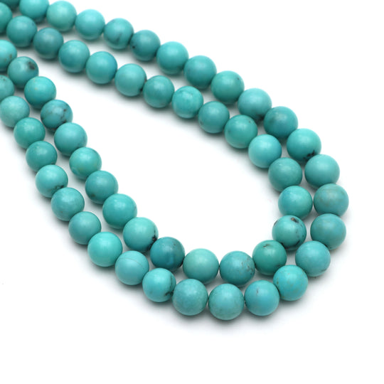 Turquoise Smooth Round Balls Beads, 6.5 mm To 7.5 mm, Turquoise Jewelry Making Beads, 17.5 Inches Full Strand, Price Per Strand