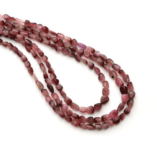 Bi-Color Tourmaline Smooth Nuggets Beads, 3.5x4.5 mm To 5.5x6.5 mm, Tourmaline Jewelry Making Beads, 18 Inches Full Strand, Price Per Strand