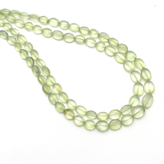 Prehnite Smooth Oval Beads, 4.5x6 mm To 7.5x9 mm, Prehnite Jewelry Making Beads, 18 Inches Full Strand, Price Per Strand