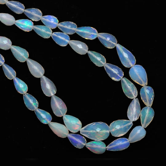 3.5x4.5 mm To 7x11 mm Natural Ethiopian Opal Faceted Drops Gemstone Beads For Jewelry Making