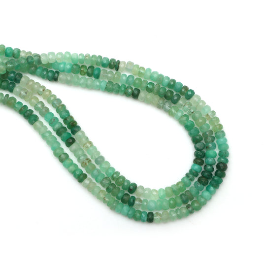 Emerald Faceted Rondelle Beads, 4.5 mm, Emerald Jewelry Making Beads, 18 Inches Full Strand, Price Per Strand
