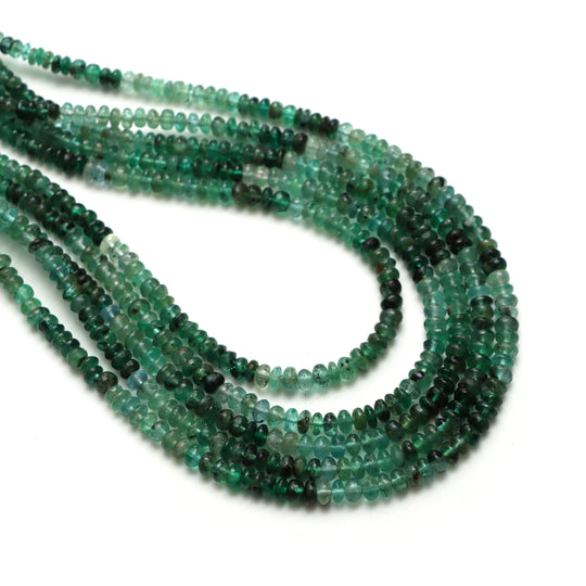 Natural Emerald Smooth Rondelle Beads, 3.5 mm To 4.5 mm, Emerald Jewelry Making Beads, 17 Inches Full Strand, Price Per Strand