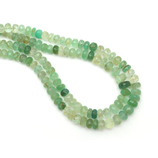 Colombian Emerald Faceted Rondelle Beads, 6.5 mm To 8.5 mm, Emerald Jewelry Making Beads, 18 Inches Full Strand, Price Per Strand