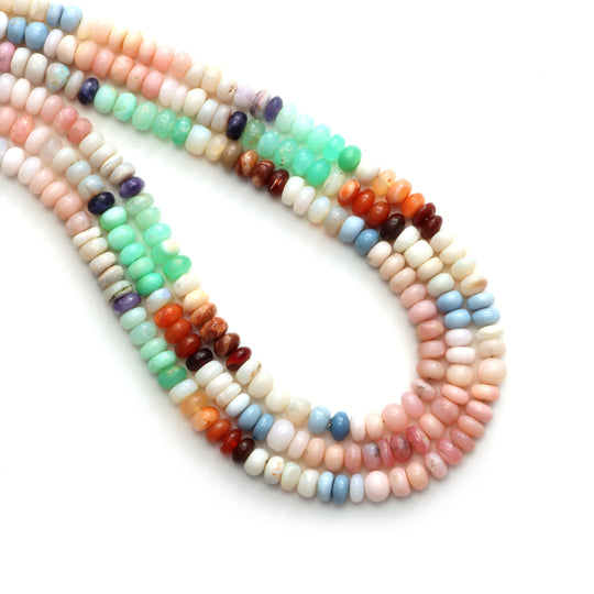 Multi Opal Smooth Rondelle Beads, 5.5 mm, Multi Opal Jewelry Making Beads, 18 Inches Full Strand, Price Per Strand