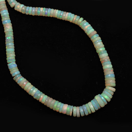 Ethiopian Opal Faceted Tyre Beads, 6 mm To 11.5 mm, Ethiopian Opal Jewelry Making Beads, 16 Inches Full Strand, Price Per Strand