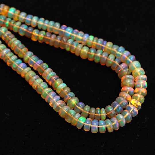 Ethiopian Opal Smooth Rondelle Beads, 3.5 mm To 6 mm, Ethiopian Opal Jewelry Making Beads, 18 Inches Full Strand, Price Per Strand