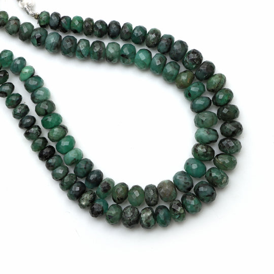 Emerald Faceted Rondelle Beads, 6 mm To 8 mm, Emerald Jewelry Making Beads, 8 Inches Full Strand, Price Per Strand