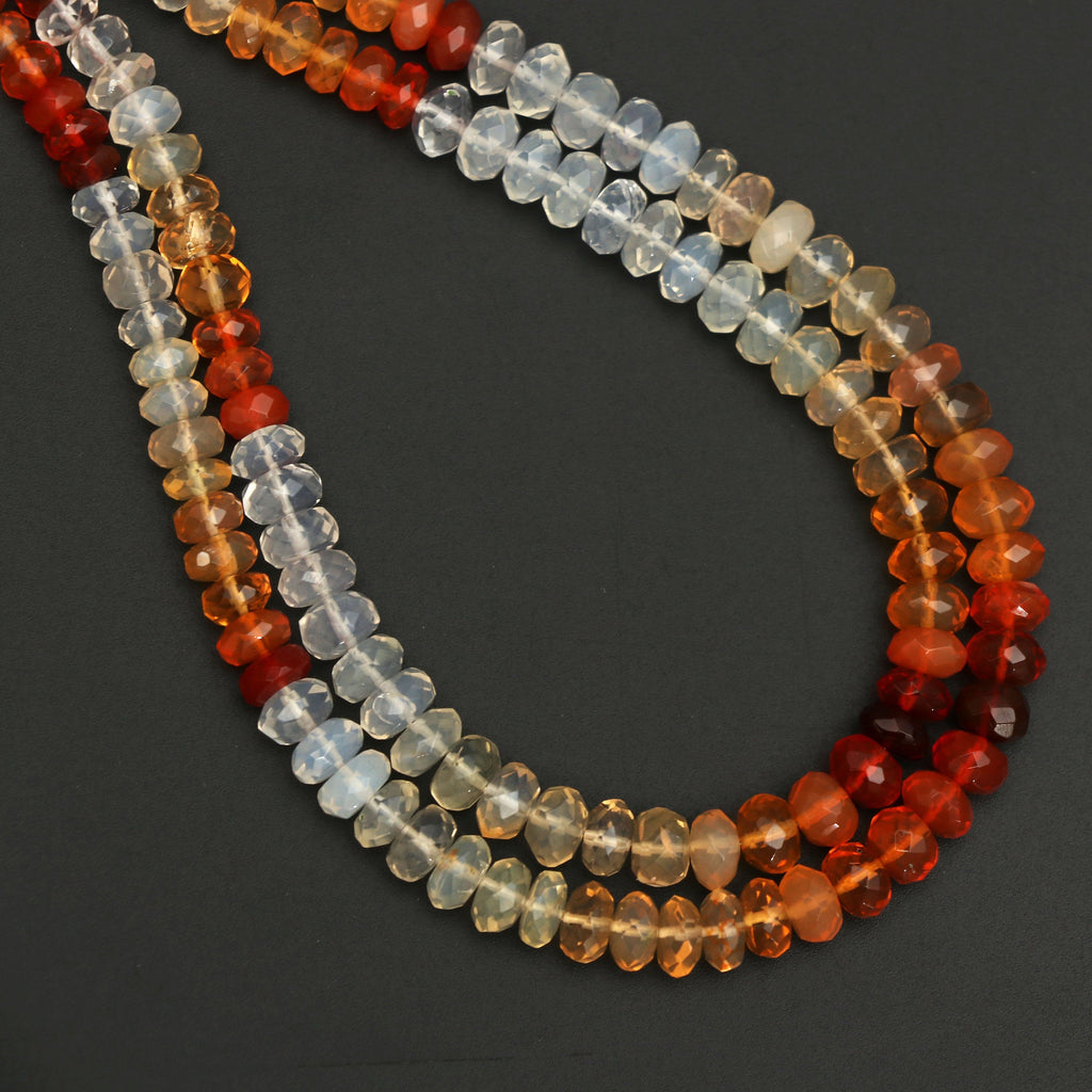 Natural Mexican Fire Opal Shaded Faceted Rondelle Beads | 4 mm to 6.5 mm |Shaded Fire Opal Beads | 8 Inch, 18 inch Full strand - National Facets, Gemstone Manufacturer, Natural Gemstones, Gemstone Beads