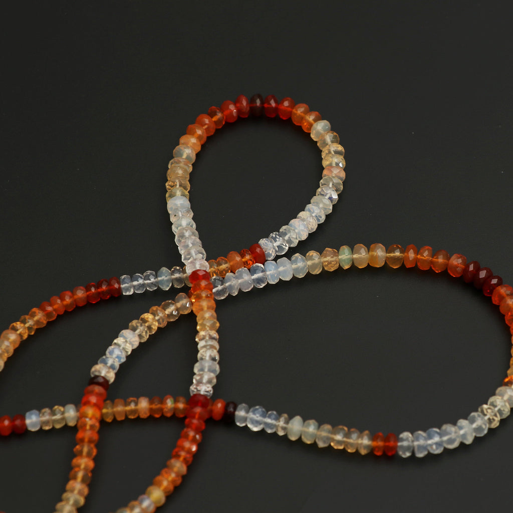 Natural Mexican Fire Opal Shaded Faceted Rondelle Beads | 4 mm to 6.5 mm |Shaded Fire Opal Beads | 8 Inch, 18 inch Full strand - National Facets, Gemstone Manufacturer, Natural Gemstones, Gemstone Beads
