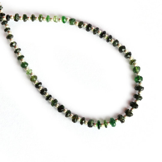 Chrome Tourmaline Roundel Faceted Beads, 4 mm to 5 mm, Chrome Tourmaline Jewelry Making Beads, 8 Inch Full Strand, Price Per Strand