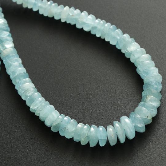 5.5 MM to 9.5 MM Natural Aquamarine Smooth Dome Beads