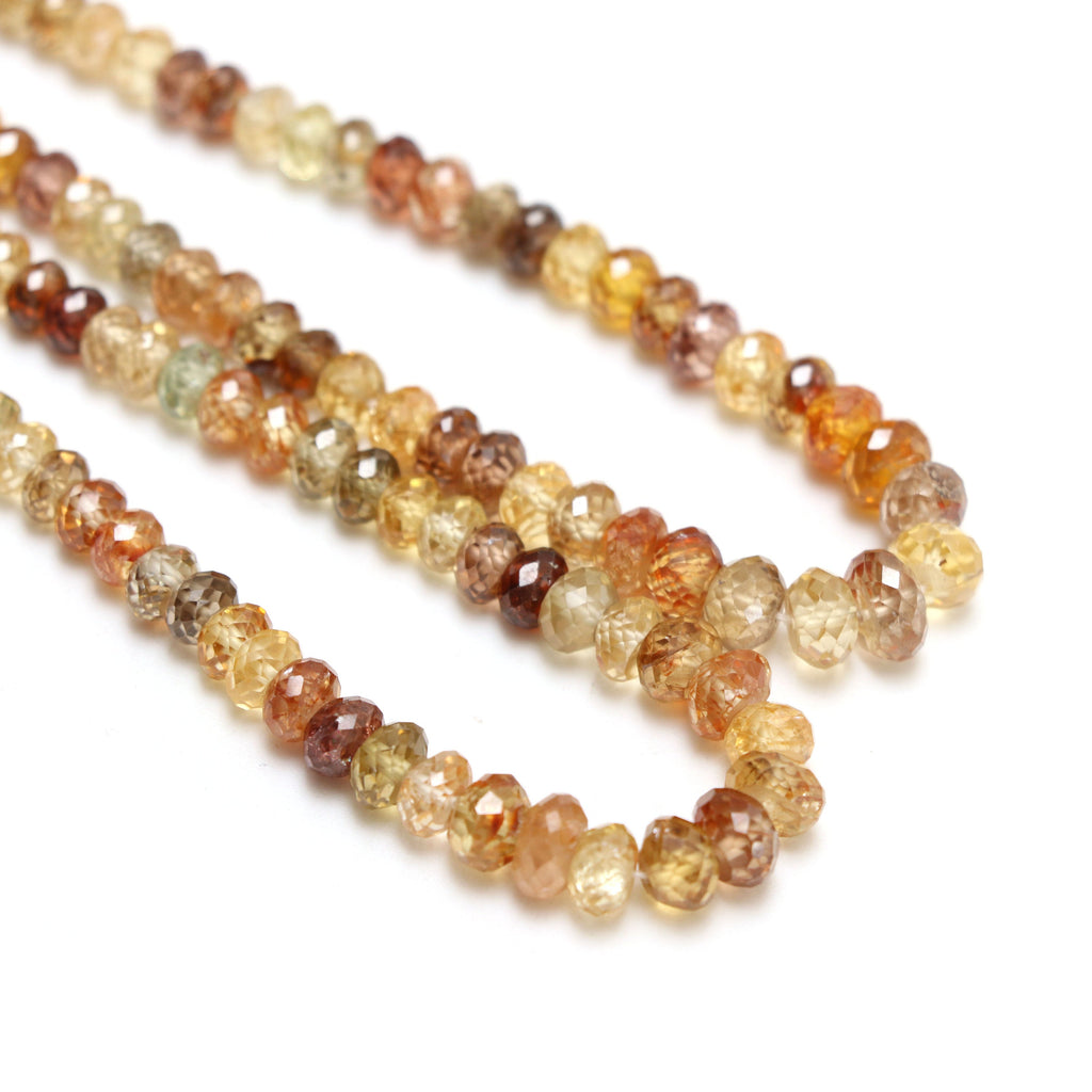 Multi Zircon Faceted Rondelle Beads | Zircon Beads | Multi Color Beads | 5 mm to 7 mm | 8 Inch / 17 Inch Full Strand | Price Per Strand - National Facets, Gemstone Manufacturer, Natural Gemstones, Gemstone Beads