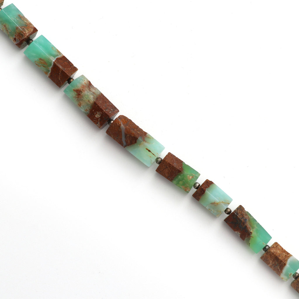 Green Opal Faceted Cylinder Beads- 8x8 mm to 9x18 mm - Green Opal Beads - Gem Quality , 8 Inch/ 20 Cm Full Strand, Price Per Strand - National Facets, Gemstone Manufacturer, Natural Gemstones, Gemstone Beads