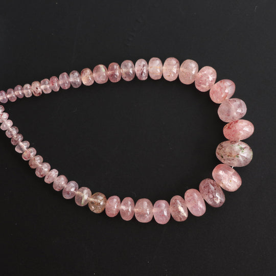 Natural Strawberry Quartz Smooth beads, 4 mm to 12 mm, Strawberry Quartz Beads, Quartz strand, 8 Inch Full Strand