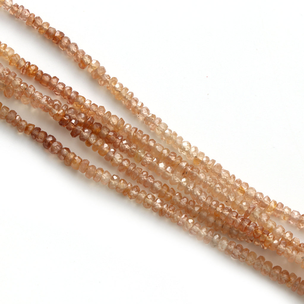 Brown Zircon Faceted Roundelle Beads, 2.5 mm to 4 mm / Zircon Faceted Beads -Gem Quality , 8 Inch 6 Inch Full Strand, Price Per Strand - National Facets, Gemstone Manufacturer, Natural Gemstones, Gemstone Beads
