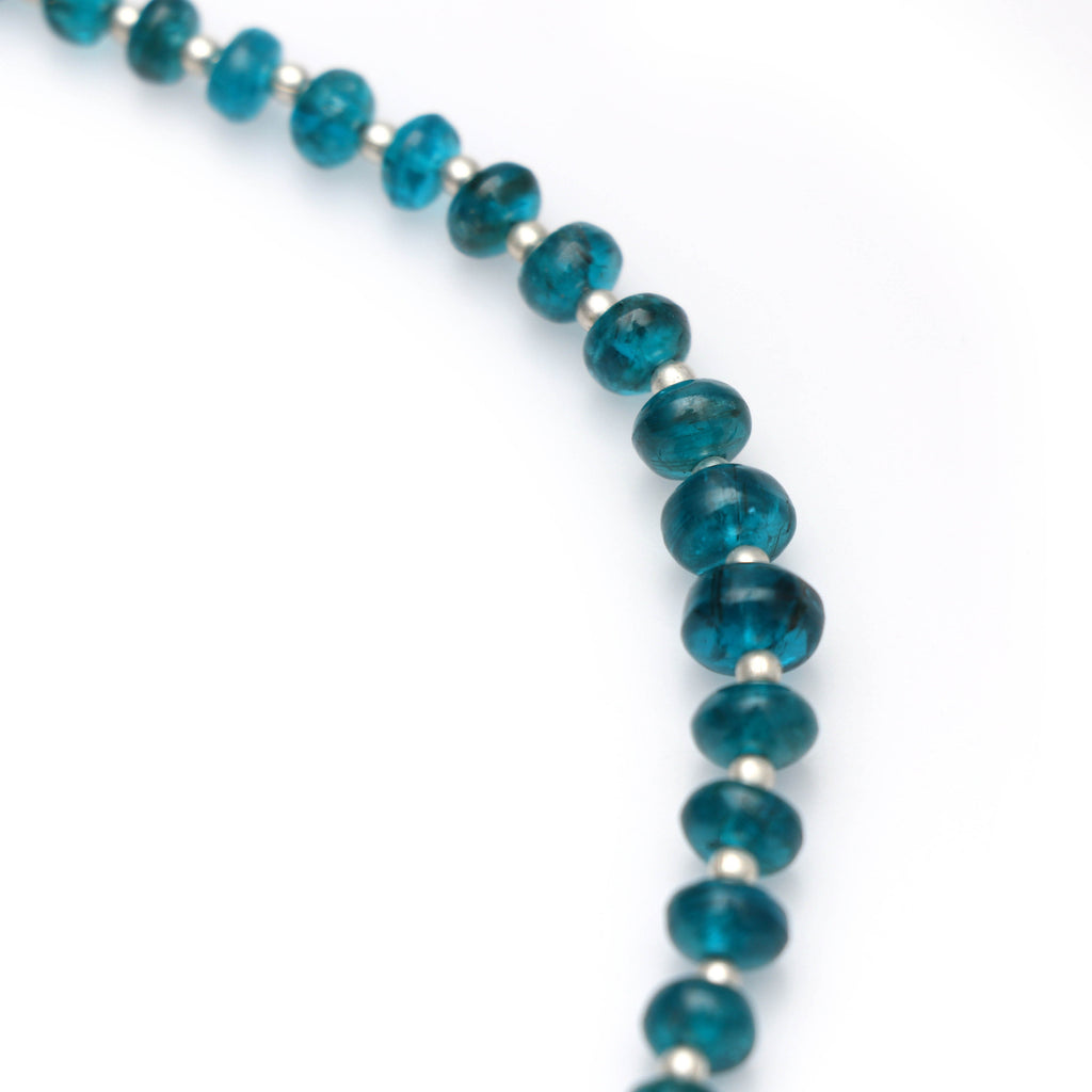 Neon Apatite Smooth Beads | 4.5 mm to 7mm | Natural Neon Apatite | Round Beads | Apatite Smooth Beads | Neon Apatite Beads | 8 Inch Strand - National Facets, Gemstone Manufacturer, Natural Gemstones, Gemstone Beads