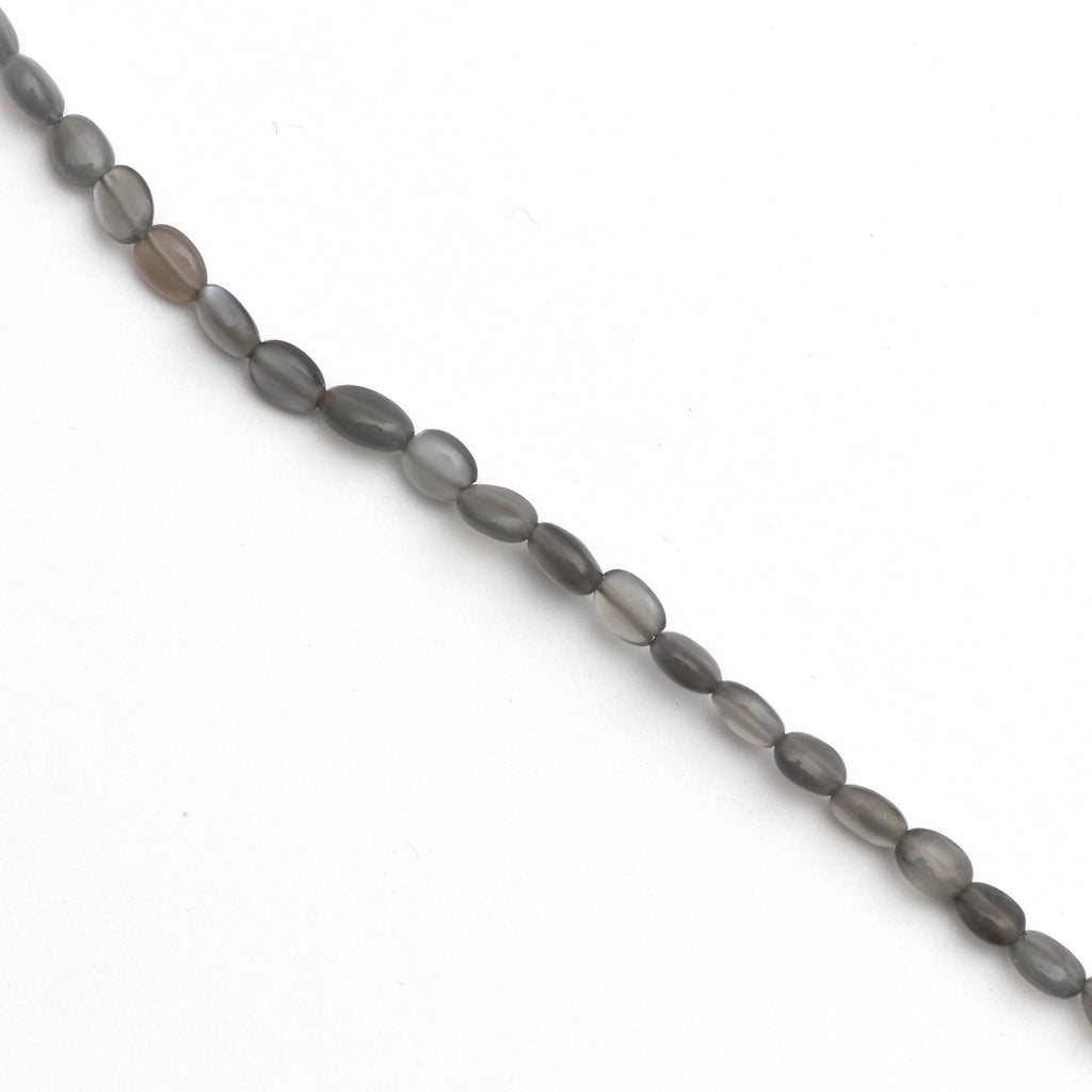 Gray Moonstone Smooth Oval Beads - 3x5 mm to 4x5 mm - Grey Moonstone - Gem Quality , 8 Inch/ 20 Cm Full Strand, Price Per Strand - National Facets, Gemstone Manufacturer, Natural Gemstones, Gemstone Beads