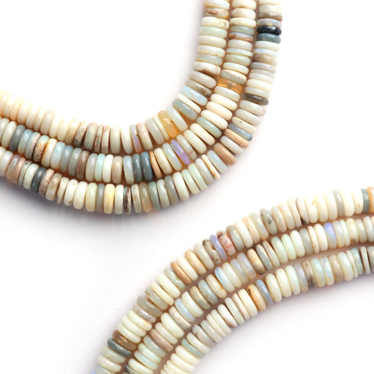 Natural Australian Opal Tyre Flat Smooth Beads, 6 MM to 9 MM , Australian Opal Jewelry Making Beads, 8 Inches Strand, Price Per Strand