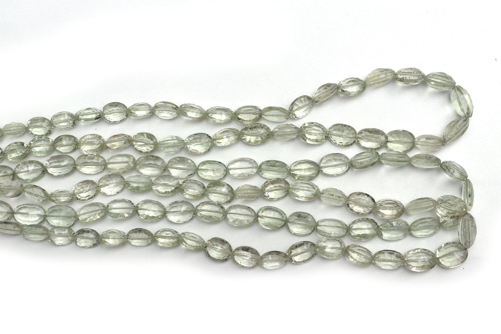 Green Amethyst Faceted Oval Beads, Amethyst Oval Faceted - 11x12 mm to 13x19 mm- Gem Quality, 8 Inch6 Inch Full Strand, Price Per Strand - National Facets, Gemstone Manufacturer, Natural Gemstones, Gemstone Beads