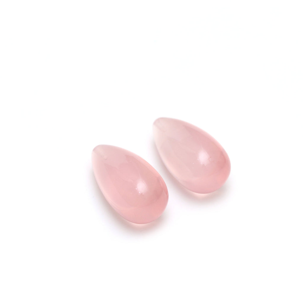 Natural Rose Quartz Smooth Top Drilled Drop Loose Cabochon Gemstone | 14x26 mm | Smooth Cabochon Gemstone | Pair ( 2 Pieces ) - National Facets, Gemstone Manufacturer, Natural Gemstones, Gemstone Beads