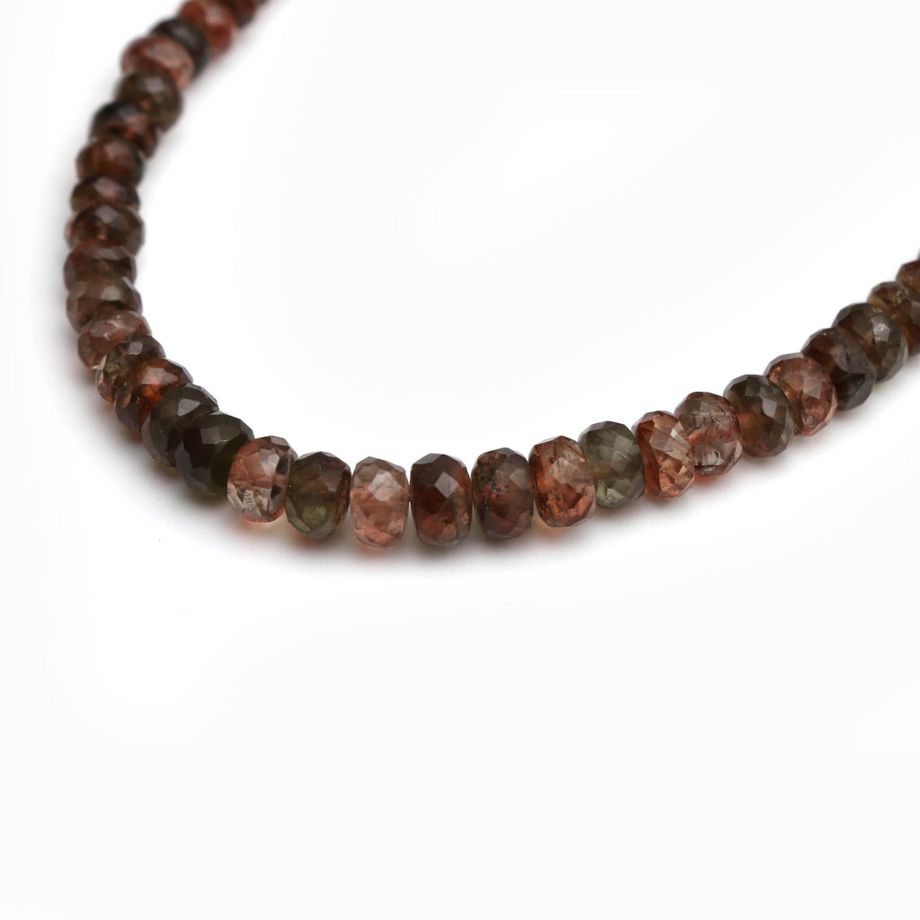 Andalusite Faceted Roundel Beads - 4 mm to 5.5 mm -Andalusite Beads - Gem Quality , 8 Inch/ 20 Cm Full Strand, Price Per Strand - National Facets, Gemstone Manufacturer, Natural Gemstones, Gemstone Beads