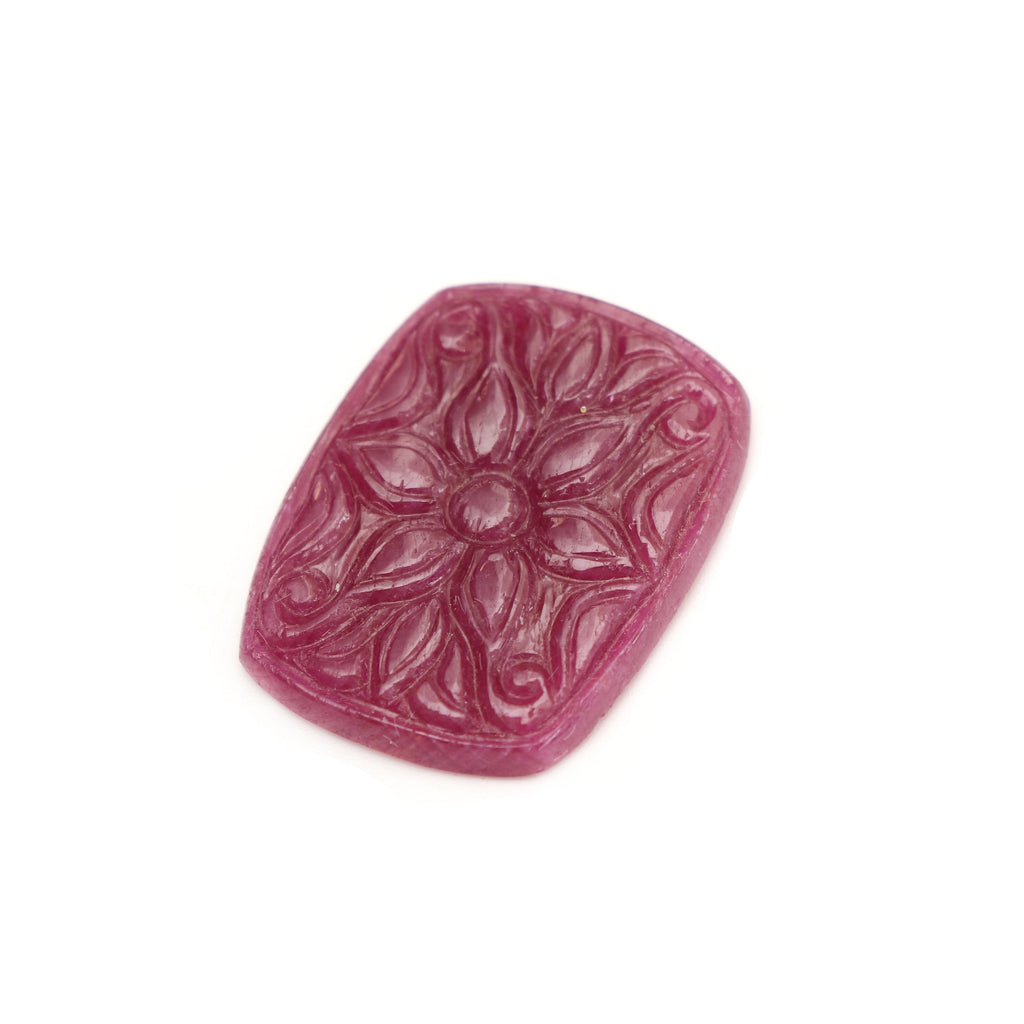 Natural Ruby Carving Cushion Loose Gemstone - 21x28 mm - Ruby Cushion, Ruby Carving Loose Gemstone, 1 Piece - National Facets, Gemstone Manufacturer, Natural Gemstones, Gemstone Beads