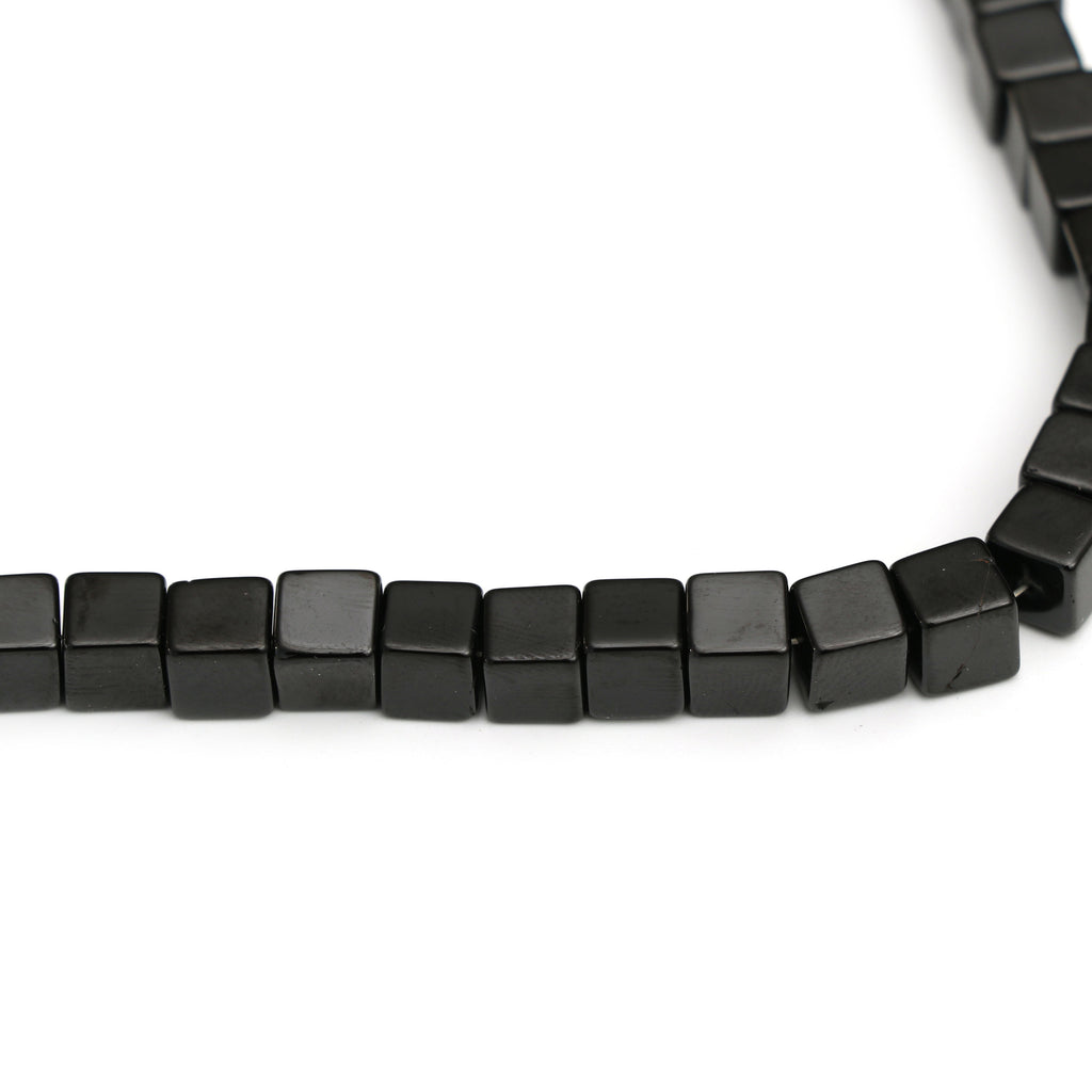 Shungite Smooth Cube Beads, Shungite Cube - 6 mm - Shungite - Gem Quality , 8 Inch/ 20 Cm Full Strand, Price Per Strand - National Facets, Gemstone Manufacturer, Natural Gemstones, Gemstone Beads