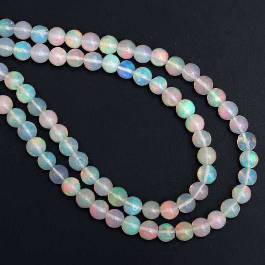 Natural Ethiopian Opal Smooth Round Balls Beads - 5.5 mm To 6 mm- Opal Jewelry Making Beads, 18 Inches Full Strand, Price Per Strand