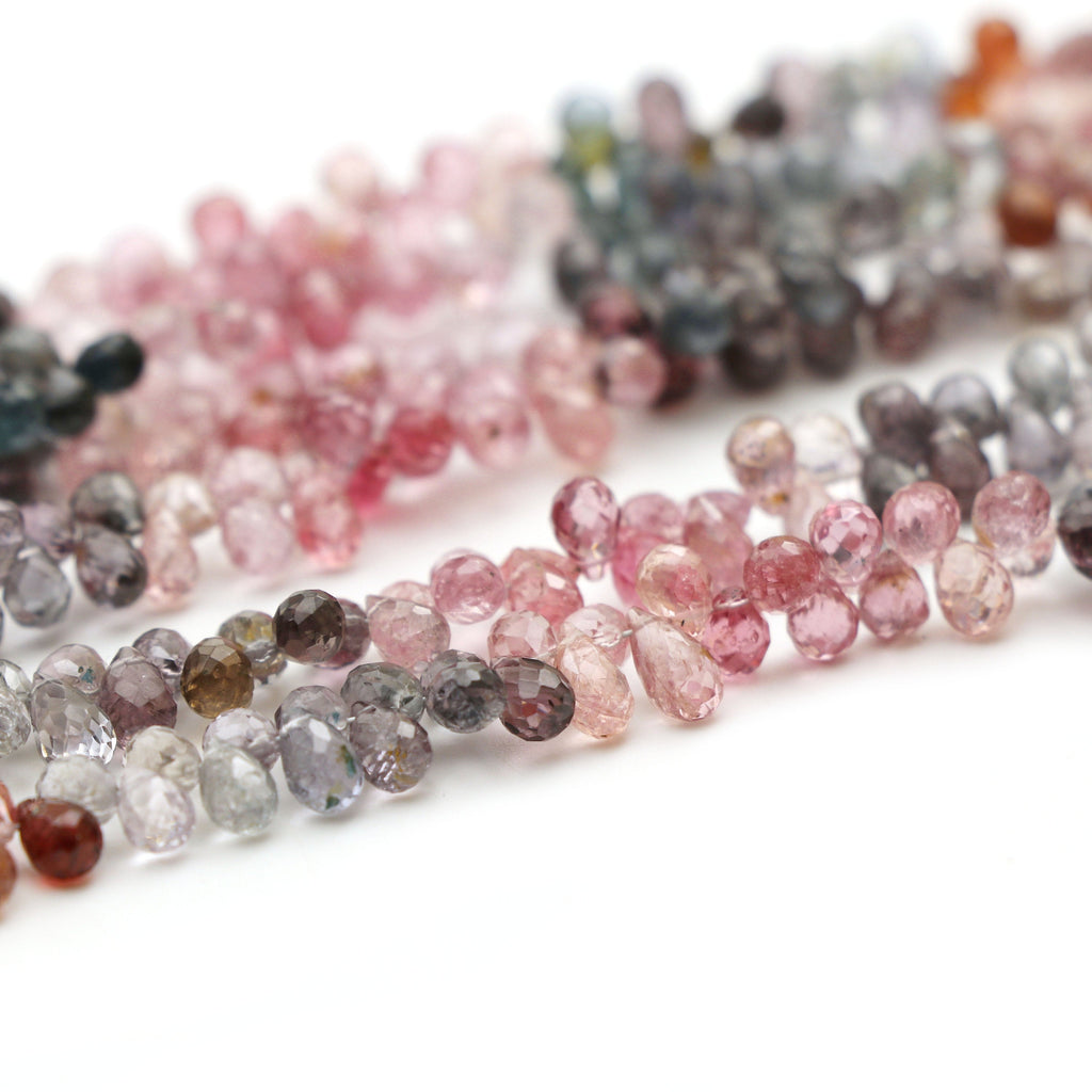 Multi Spinel Faceted Drop Beads | 4x5 mm to 4x5.5 mm | Multi Spinel Beads | Gem Quality | 8 Inch, 14 Inch Full Strand | Price Per Strand - National Facets, Gemstone Manufacturer, Natural Gemstones, Gemstone Beads