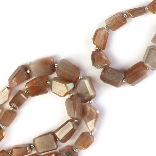 Brown Moonstone Faceted Tumble Beads, 7x9 mm to 10x14 mm, Moonstone Jewelry Making Beads, 8 Inch, Price Per Strand