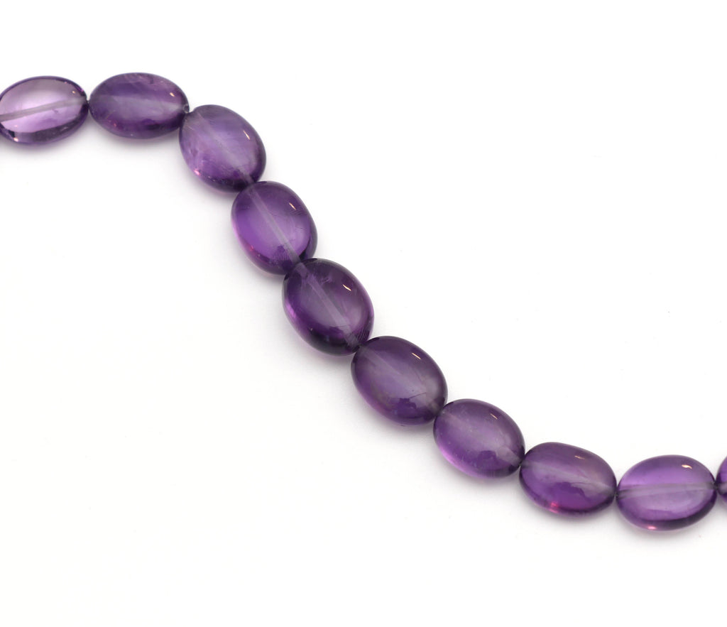 Amethyst Smooth Oval Beads , Amethyst Oval - 11x15 mm to 13x17 mm - Amethyst - Gem Quality , 8 Inch/ 20 Cm Full Strand, Price Per Strand - National Facets, Gemstone Manufacturer, Natural Gemstones, Gemstone Beads