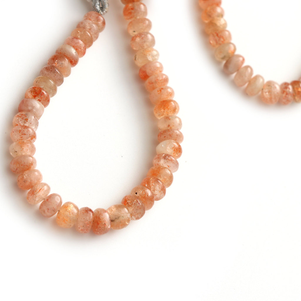 Sunstone Smooth Roundel Beads - 6.5 mm to 7 mm -Sunstone Roundel Beads - Gem Quality , 8 Inch / 16 Inch Full Strand, Price Per Strand - National Facets, Gemstone Manufacturer, Natural Gemstones, Gemstone Beads