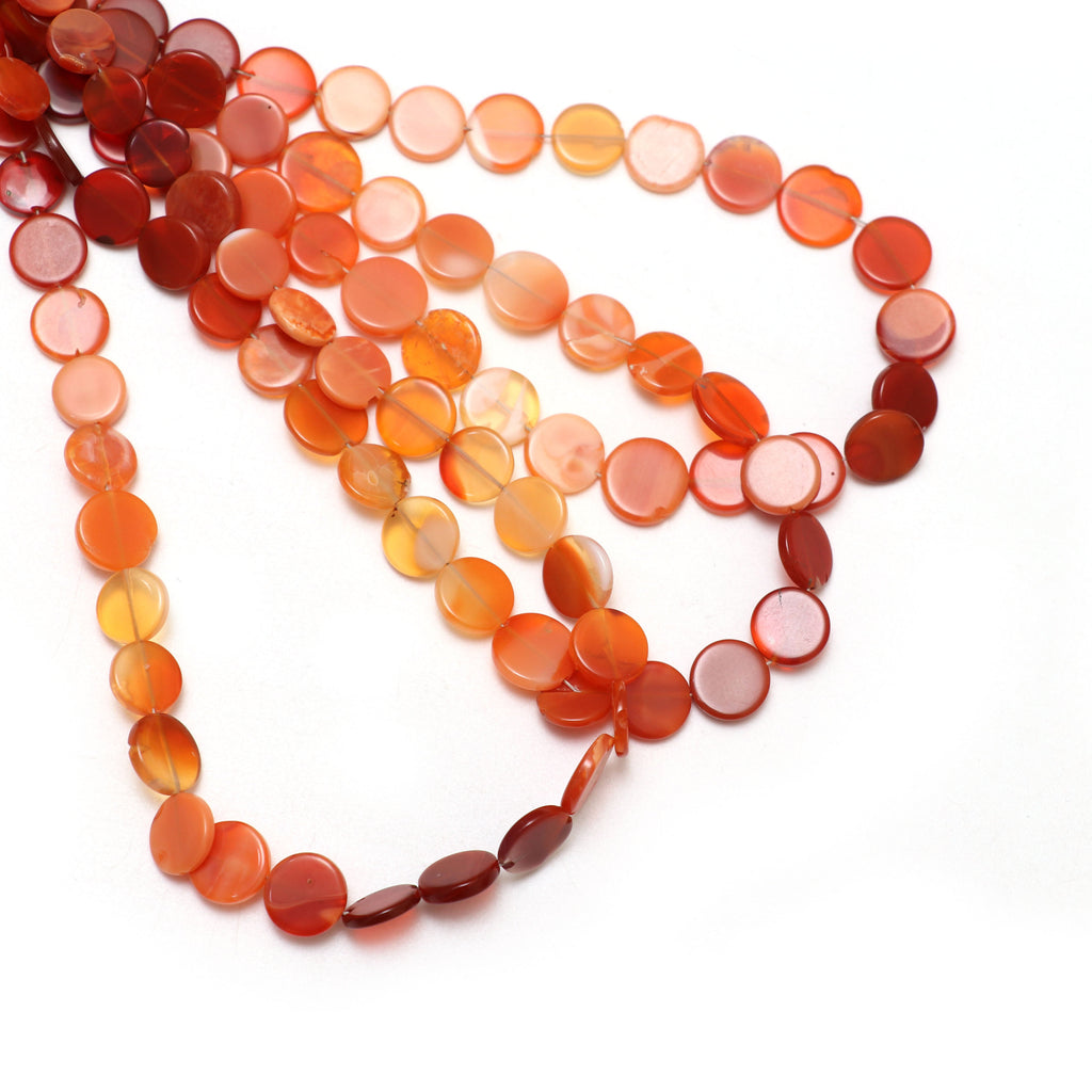 Natural Mexican Fire Opal Shaded Smooth Coin Beads | 7.5 mm to 9 mm | Fire Opal Beads | 18 Inch Full strand | Price Per Strand - National Facets, Gemstone Manufacturer, Natural Gemstones, Gemstone Beads