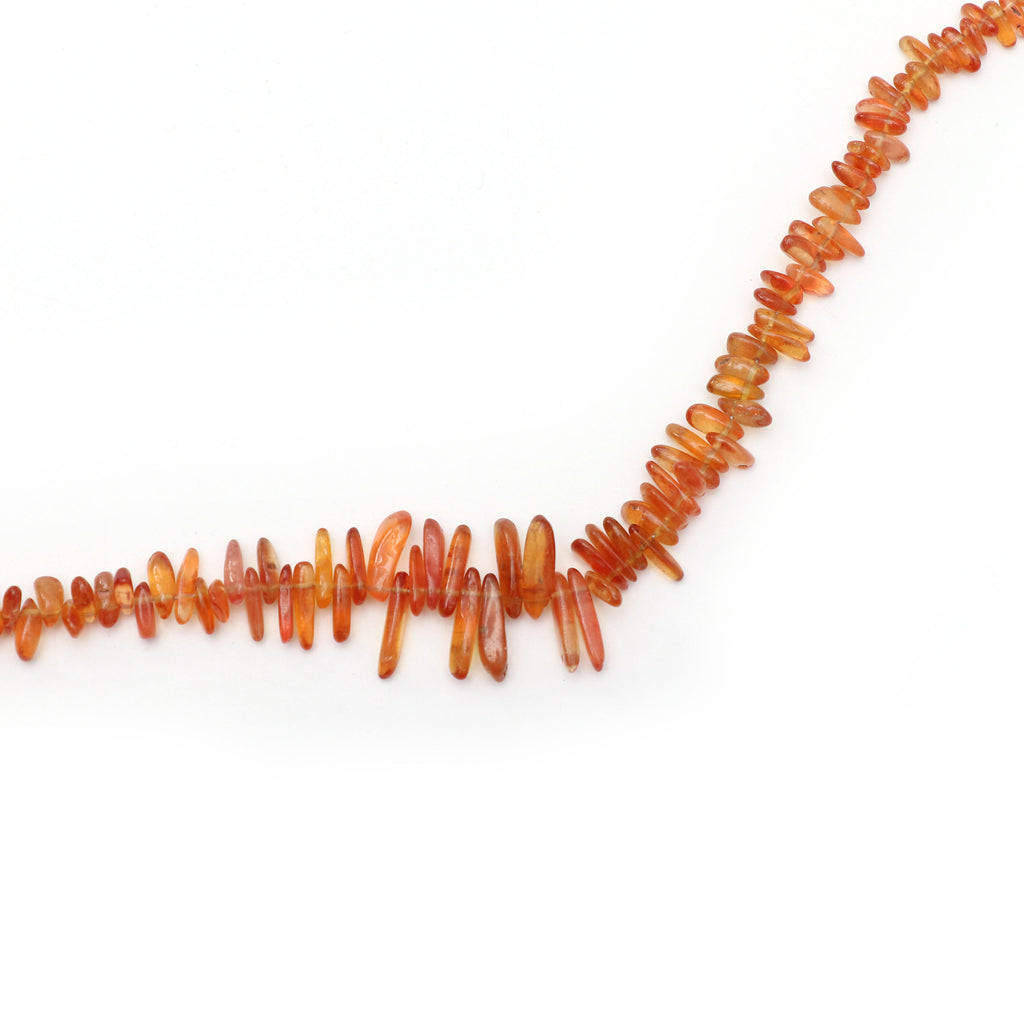 Sapphire Smooth Chips Beads, Orange Sapphire Chips & Nuggets, 3x5 mm to 3x11 mm, - Gem Quality , 8 Inch/ 20 Cm Full Strand, Price Per Strand - National Facets, Gemstone Manufacturer, Natural Gemstones, Gemstone Beads