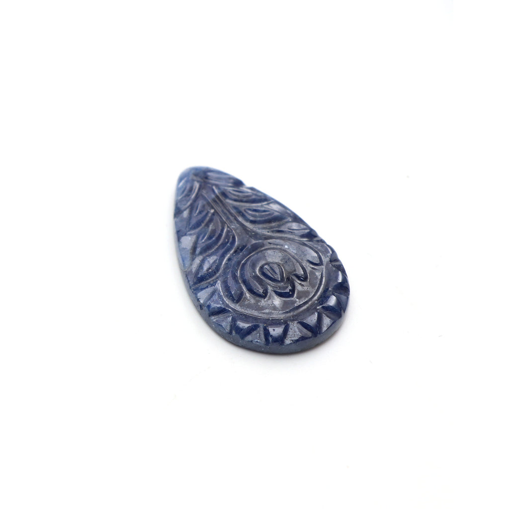 Natural Blue Sapphire Carving Pear Loose Gemstone - 18x30mm - Sapphire Pear , Sapphire Carving Loose Gemstone ,1 Pieces - National Facets, Gemstone Manufacturer, Natural Gemstones, Gemstone Beads