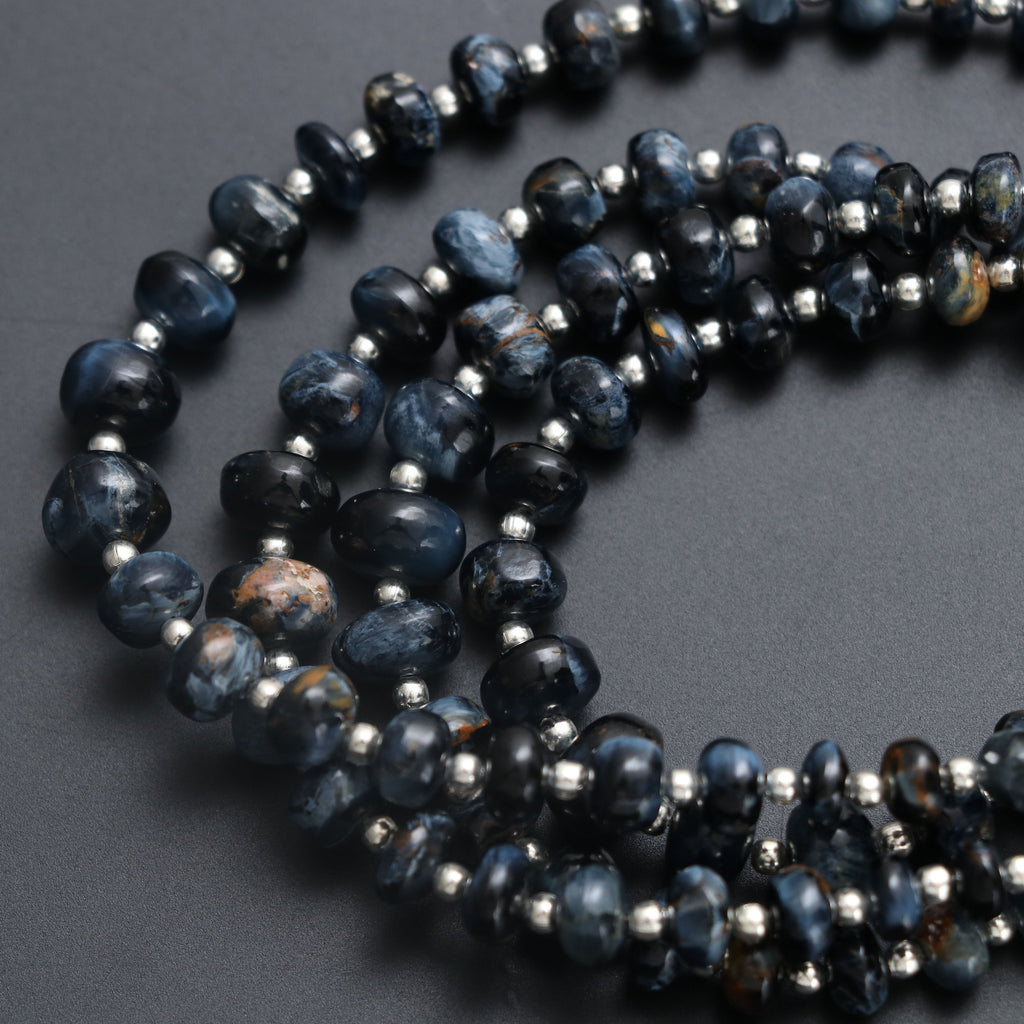 Rare 100% Natural Top Quality Pietersite Smooth Rondelle Beads- 4 mm to 8 mm - Pietersite Gemstone, Gem Quality, 8 Inch, Price Per Strand - National Facets, Gemstone Manufacturer, Natural Gemstones, Gemstone Beads