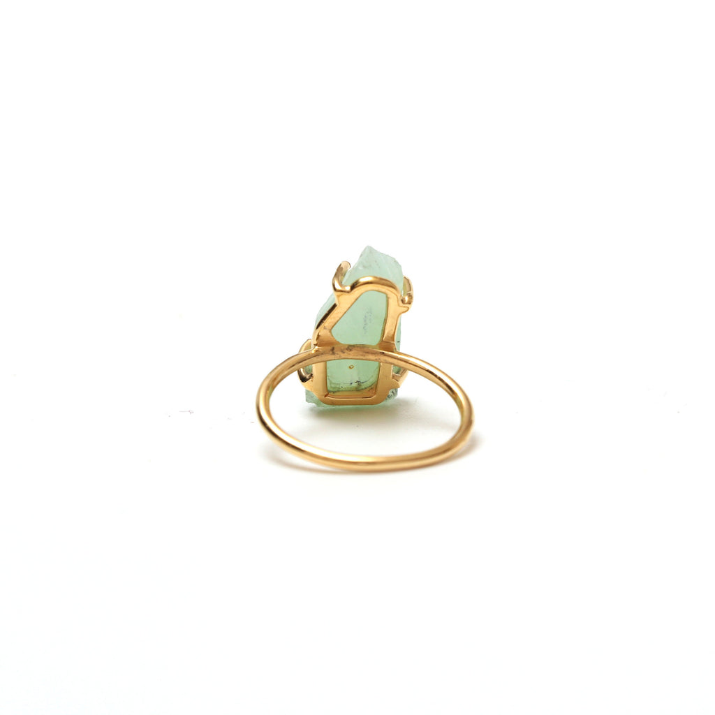 Mint Chrysoprase Rough Gemstone Prong Ring, 925 Sterling Silver Gold Plated ,Gift For Her, Set Of 5 Pieces - National Facets, Gemstone Manufacturer, Natural Gemstones, Gemstone Beads