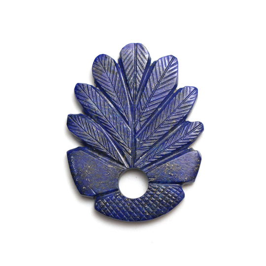Natural Lapis Carving Loose Gemstone | 45x34x4 mm | Lapis Carving Loose Gemstone | 1 Piece