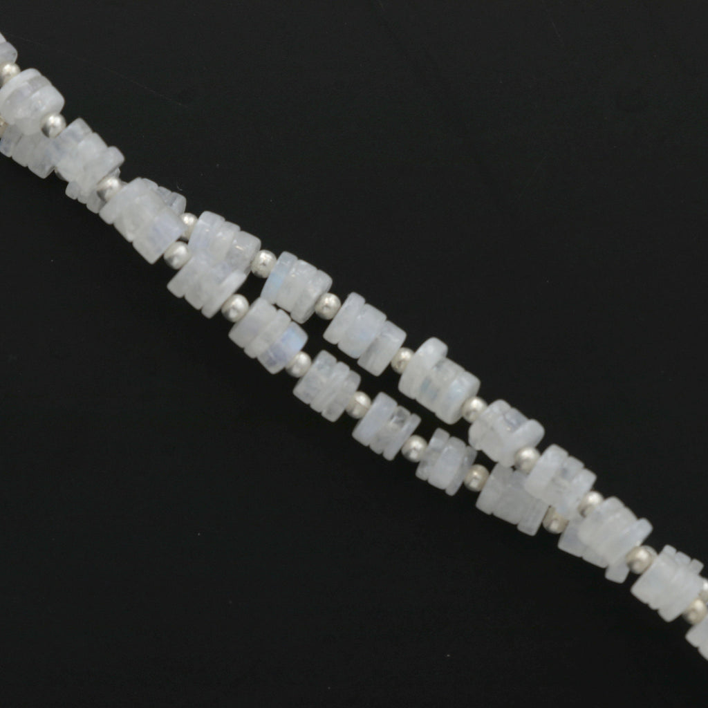 Rainbow Moonstone Smooth Tyre - 4 mm to 5 mm - Rainbow Moonstone - Gem Quality , 8 Inch Full Strand, Price Per Strand - National Facets, Gemstone Manufacturer, Natural Gemstones, Gemstone Beads