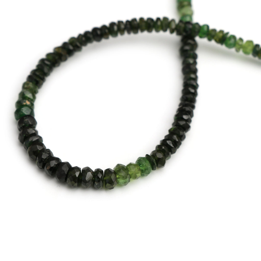 Chrome Tourmaline Roundel Faceted Beads, Chrome Tourmaline Beads-3.5 mm to 5 mm- Gem Quality ,8 Inch / 16 Inch Full Strand, Price Per Strand - National Facets, Gemstone Manufacturer, Natural Gemstones, Gemstone Beads