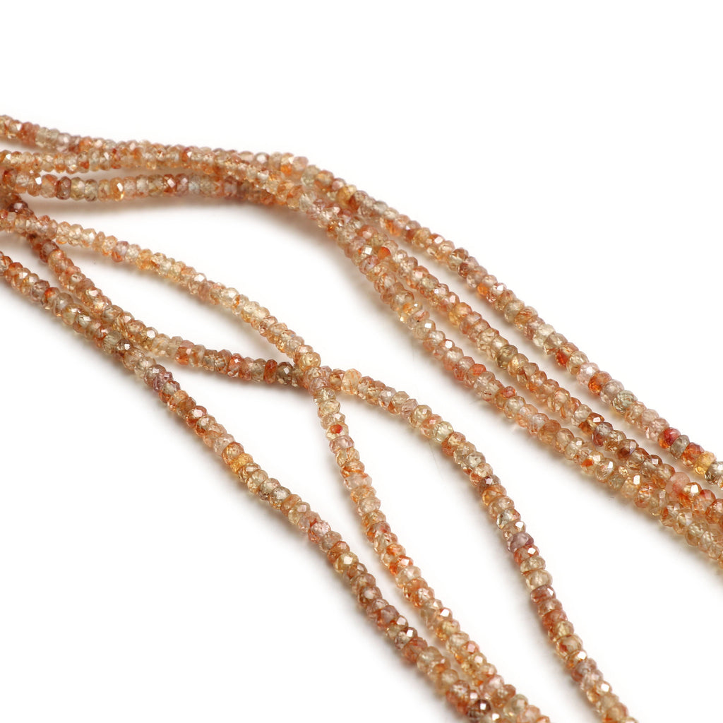 Natural Golden Zircon Faceted Roundelle Beads | Zircon beads | 3 mm to 5 mm | 8 Inch/ 16 Inch/ 18 Inch Full Strand | Price Per Strand - National Facets, Gemstone Manufacturer, Natural Gemstones, Gemstone Beads