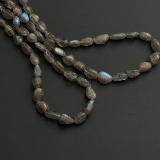 Labradorite Smooth Tumble Nuggets Beads, 4.5x6.5 mm to 6x10.5 mm, Labradorite Jewelry Making Beads, 8 Inch / 16 Inch Full Strand, Price Per Strand