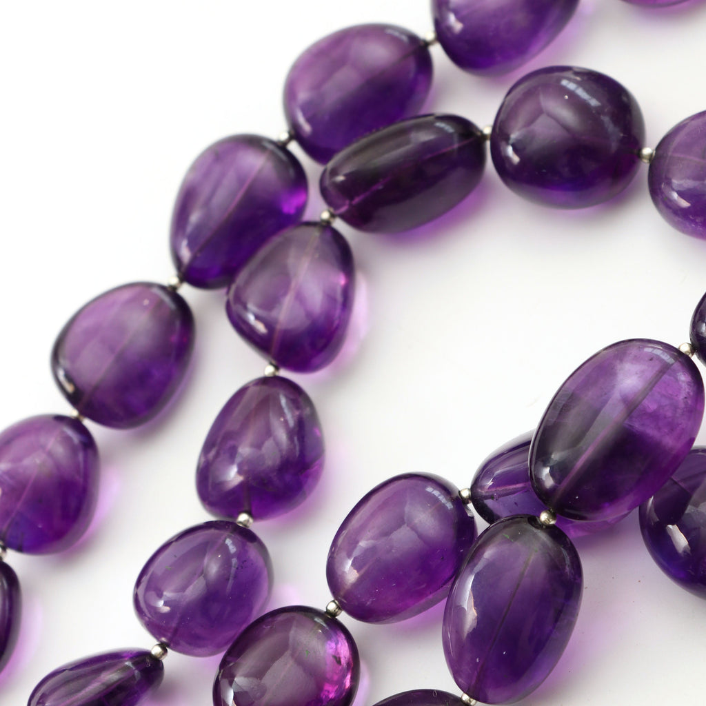 Natural Amethyst Smooth Tumble Beads - 12x13 mm to 21x30 mm - Amethyst Smooth Tumble, 4 Inch/ 8 Inch/ 16 Inch Full Strand, Price Per Strand - National Facets, Gemstone Manufacturer, Natural Gemstones, Gemstone Beads