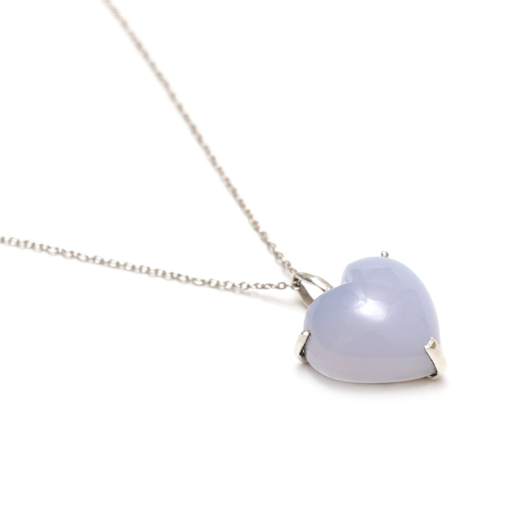 Blue Chalcedony Smooth Heart Gemstone Prong Pendant | 925 Sterling Silver Plated | Gift For Mom | Price Per Pendant - National Facets, Gemstone Manufacturer, Natural Gemstones, Gemstone Beads
