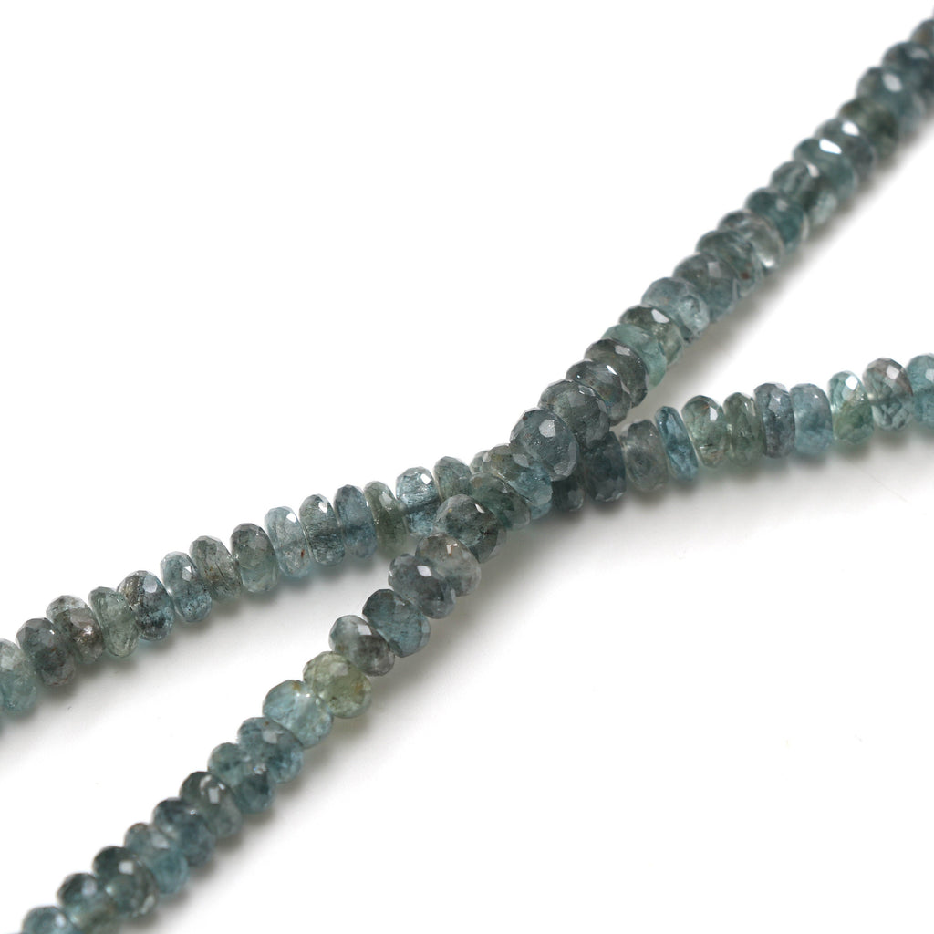 Natural Moss Aquamarine Faceted Roundel Beads, 5 mm to 7 mm - Moss Aquamarine Beads- Gem Quality,8 Inch/16 Inch/18 Inch, Price Per Strand - National Facets, Gemstone Manufacturer, Natural Gemstones, Gemstone Beads