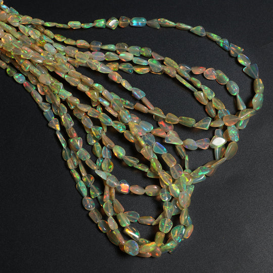 Natural Ethiopian Opal Smooth Nuggets Golden Color Beads | 4x4.5 mm to 7x9 mm | Opal Jewelry Making Beads | 18 Inches Full Strand | Price Per Strand
