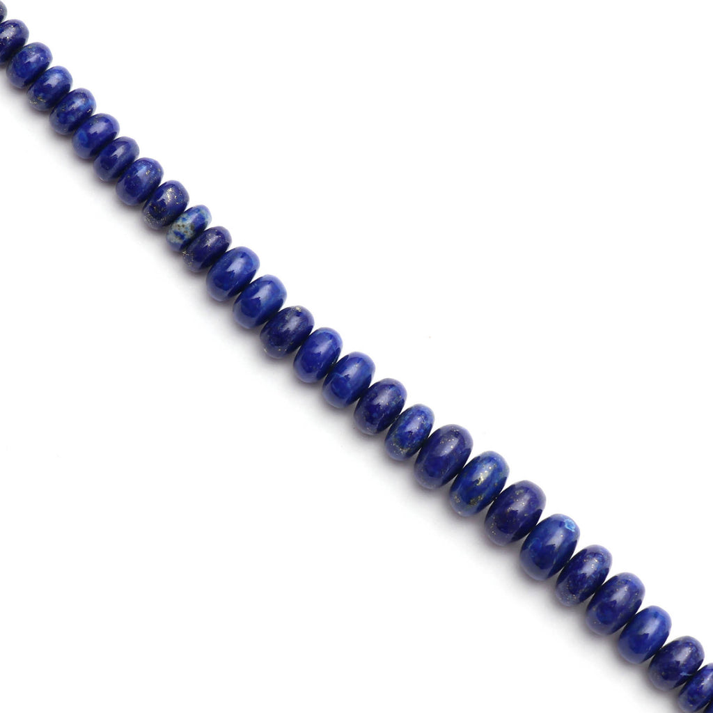 Natural Lapis Roundel Smooth Beads, 4mm To 7mm - Lapis Beads Gemstone - Gem Quality , 8 Inch Full Strand, Price Per Strand - National Facets, Gemstone Manufacturer, Natural Gemstones, Gemstone Beads