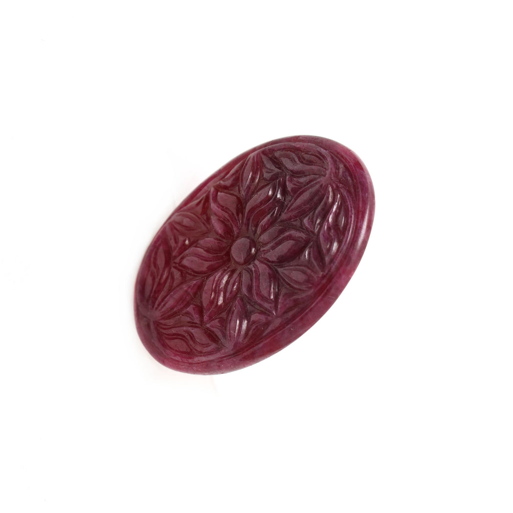Natural Ruby Carving Oval Loose Gemstone - 27x36 mm - Ruby Oval, Ruby Carving Loose Gemstone, 1 Piece - National Facets, Gemstone Manufacturer, Natural Gemstones, Gemstone Beads