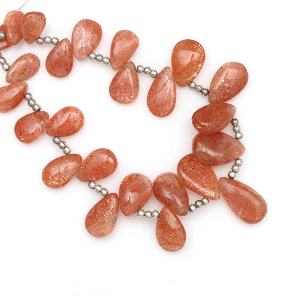 Rare Natural Sunstone Smooth Pears Beads, Sunstone Smooth, 8x6 mm to 16x9 mm- Sunstone Pears-Gem Quality, 8 Inch, Price Per Strand - National Facets, Gemstone Manufacturer, Natural Gemstones, Gemstone Beads